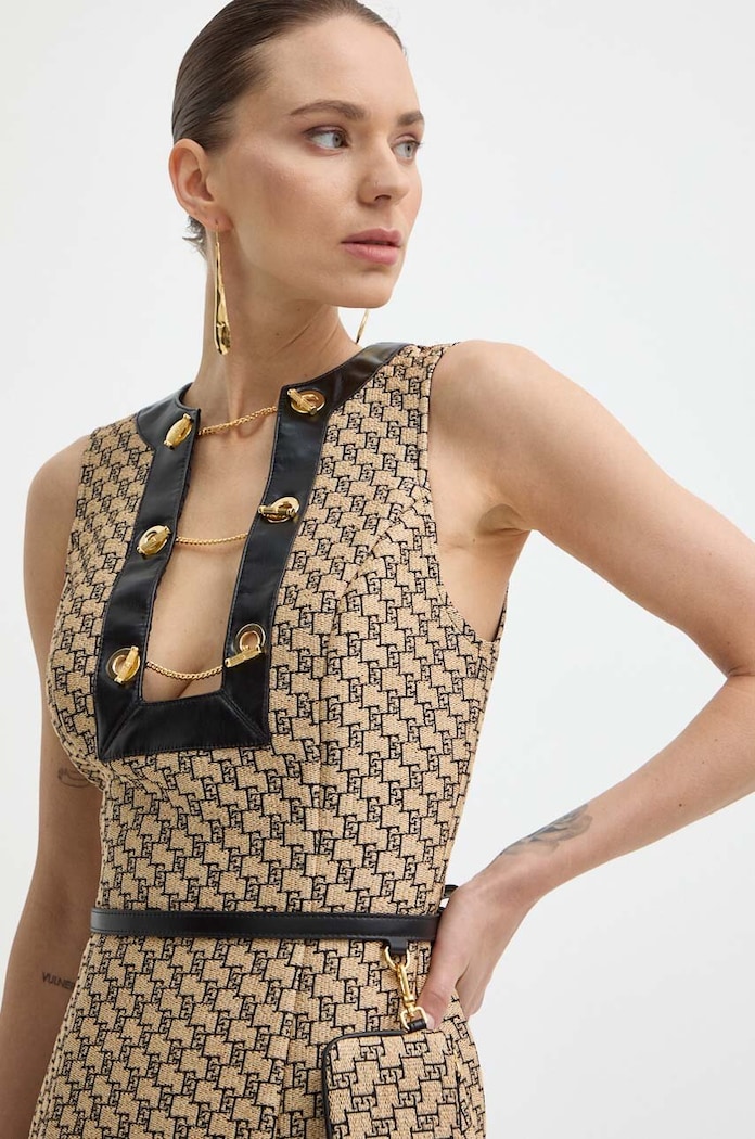Elisabetta Franchi sukienka beżowy AB64642E2