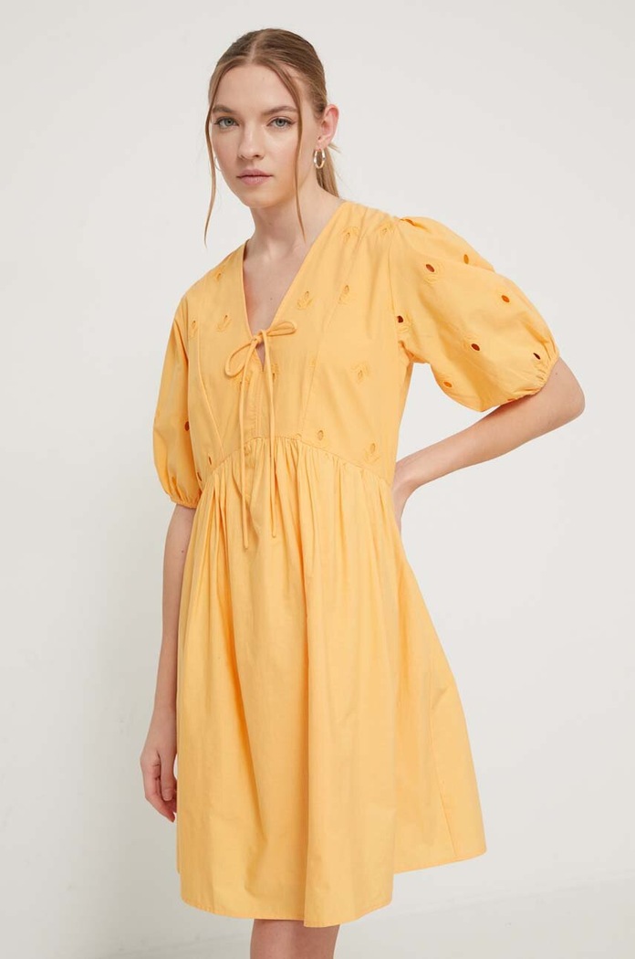 Bavlnené šaty Desigual 24SWVW60 oranžová SS24