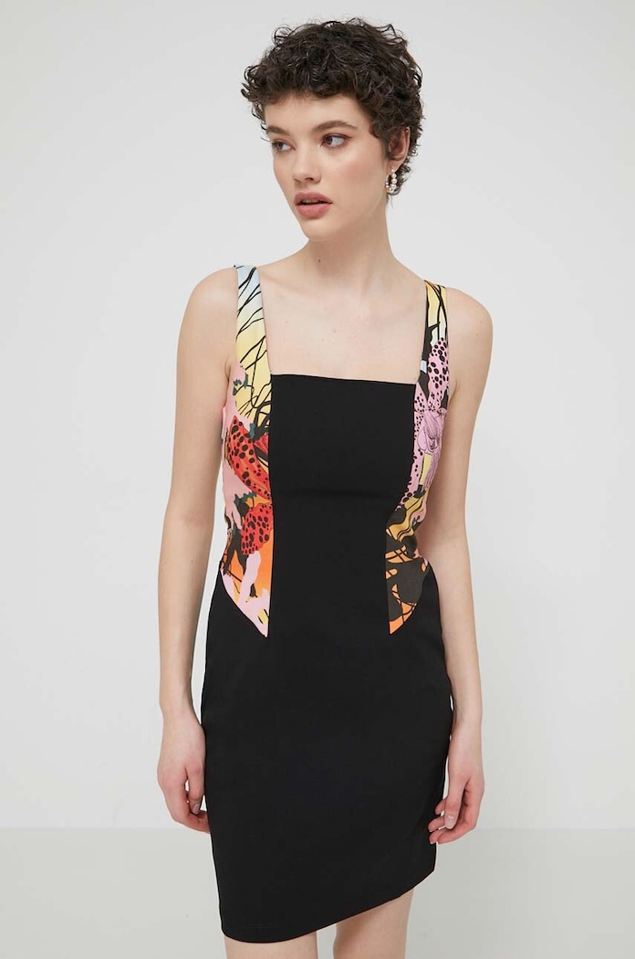 Šaty Desigual MARBELLA LACROIX s elastanom čierna 24SWVW75