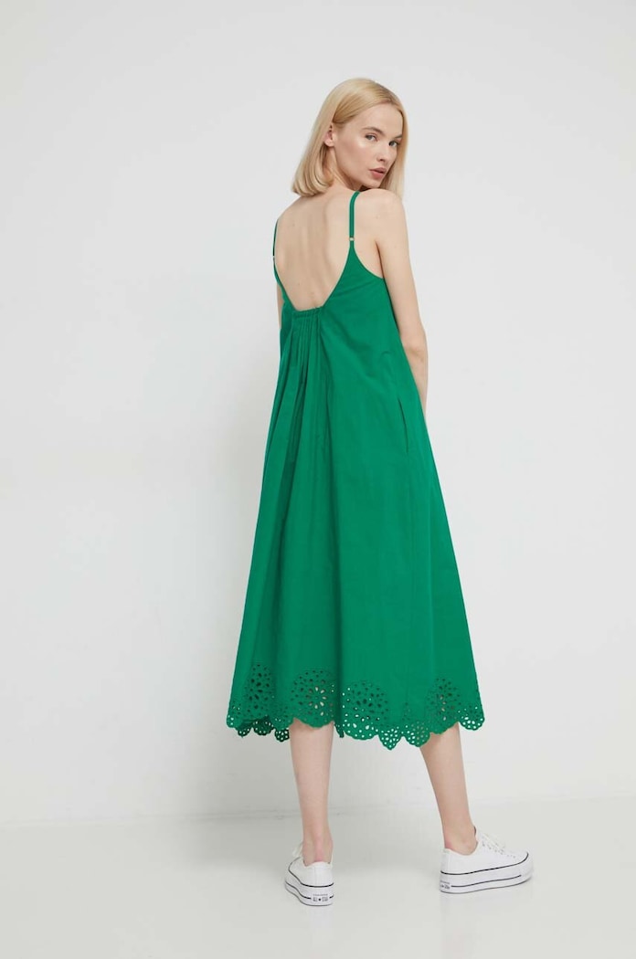 Desigual rochie din bumbac 24SWVW21 verde SS24