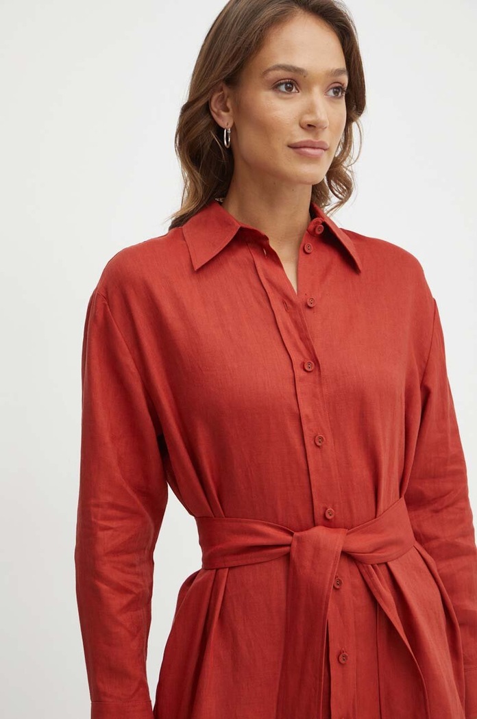 Ľanové šaty MAX&Co. x FATMA MOSTAFA burgundské 2418221092200
