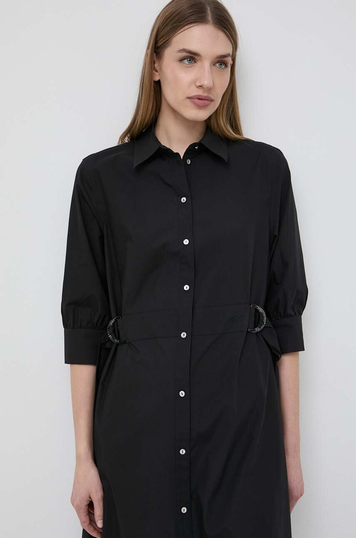 Karl Lagerfeld sukienka bawełniana czarny 241W1300