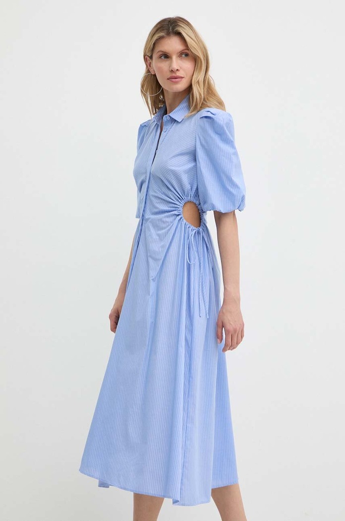Βαμβακερό φόρεμα Bardot STRPE STRPE εμπριμέ μπλε 57347DB3.BLUE.STRPE