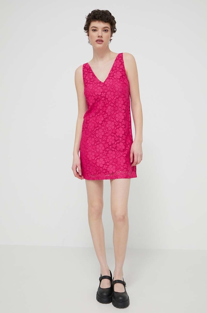 Obleka Desigual LACE Vzorčasti roza 24SWVW48