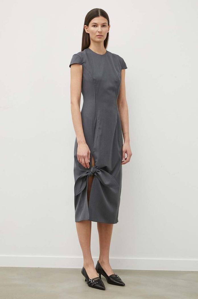 Remain sukienka z domieszką wełny 501546514 szary SS24