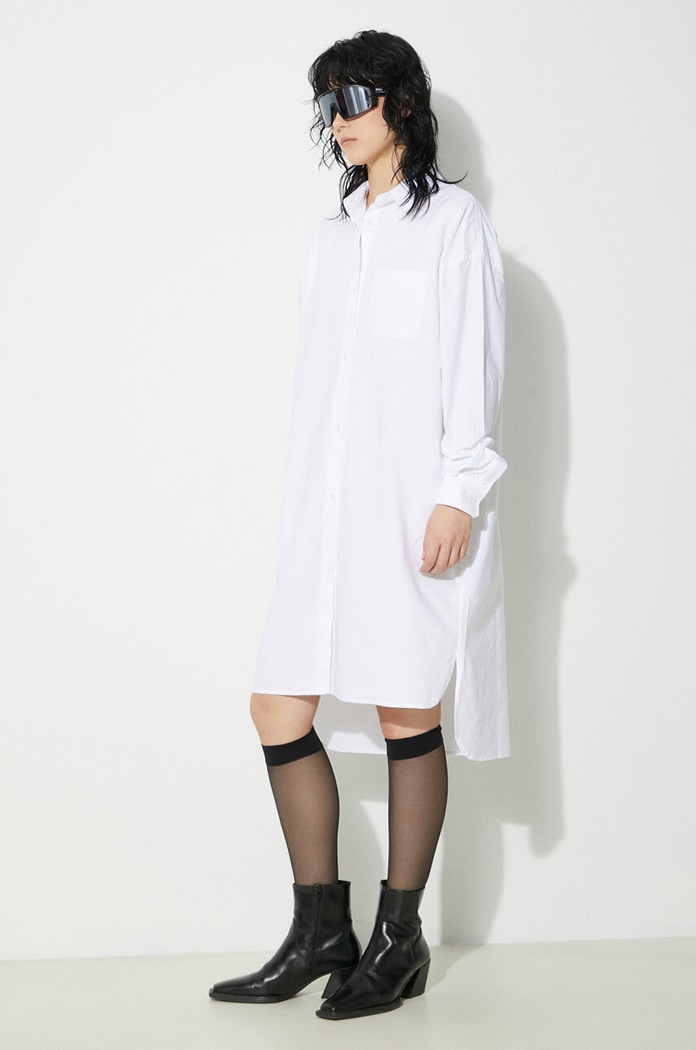 Βαμβακερό φόρεμα Fiorucci Angel Embroidered βαμβάκι λευκό W01FPDSH063CO01WH01