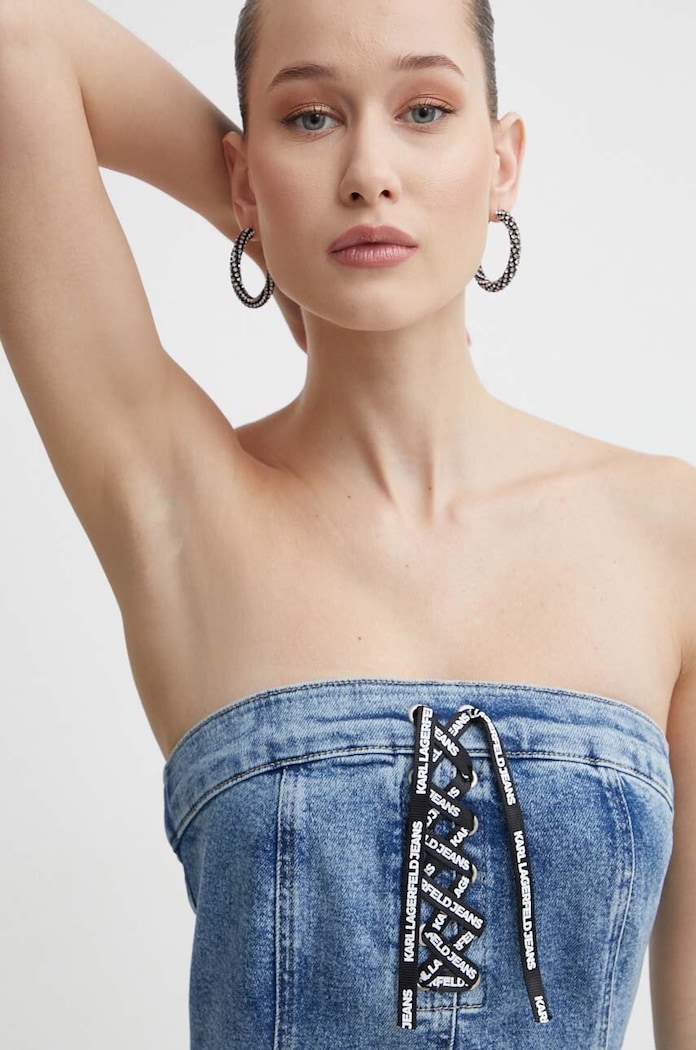 Rochie din denim Karl Lagerfeld Jeans 241J1307 albastru