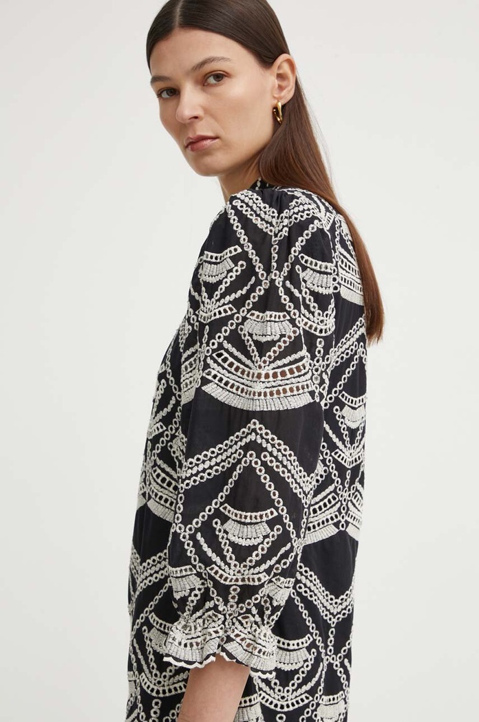 Bruuns Bazaar sukienka bawełniana ArvensisBBAbami dress czarny BBW3919