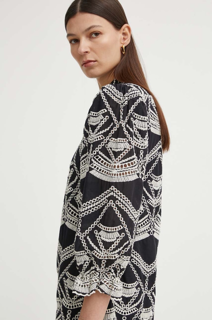 Bruuns Bazaar sukienka bawełniana ArvensisBBAbami dress czarny BBW3919