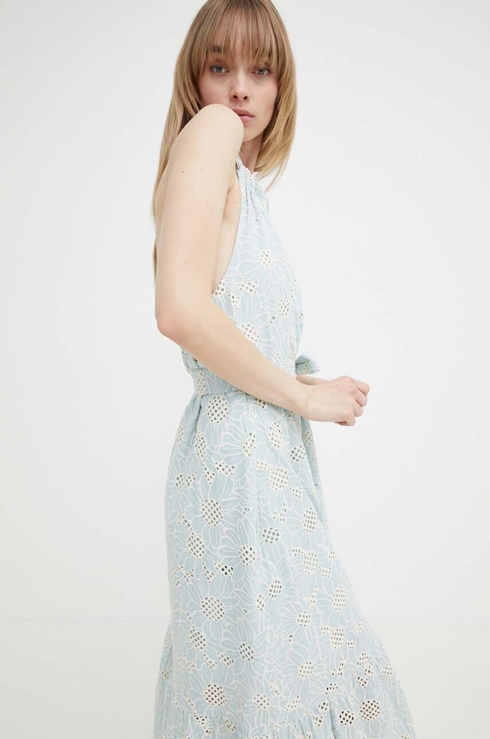 Bombažna obleka Bruuns Bazaar WoodbineBBKaia dress BBW3949 modra