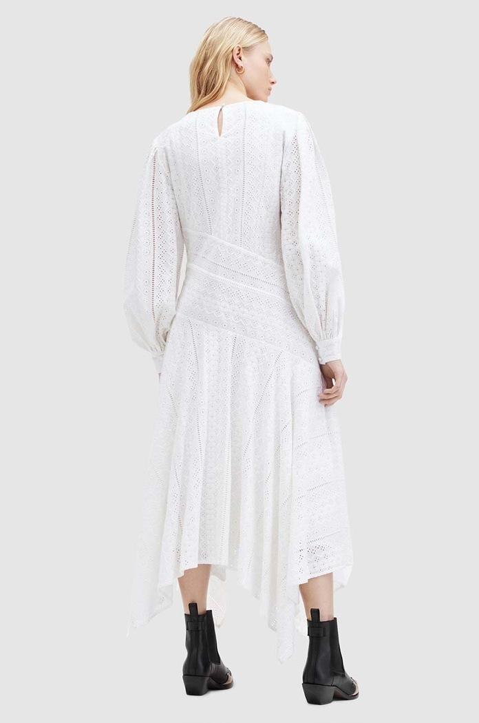 Odzież AllSaints Sukienka bawełniana AVIANA BRODERIE DRES WD579Z biały