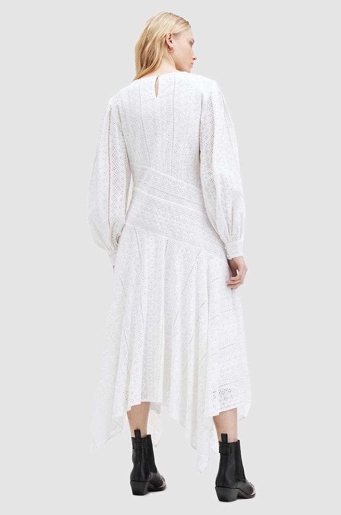 Odzież AllSaints Sukienka bawełniana AVIANA BRODERIE DRES WD579Z biały