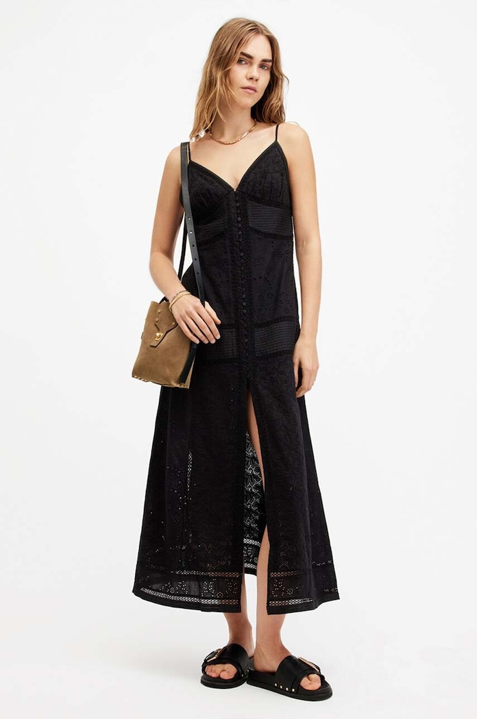 AllSaints sukienka DAHLIA EMB DRESS casual czarny W083DA