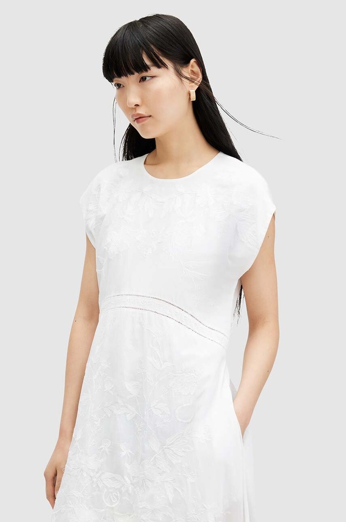 Bavlněné šaty AllSaints GIANNA EMB DRESS WD588Z bílá SS24