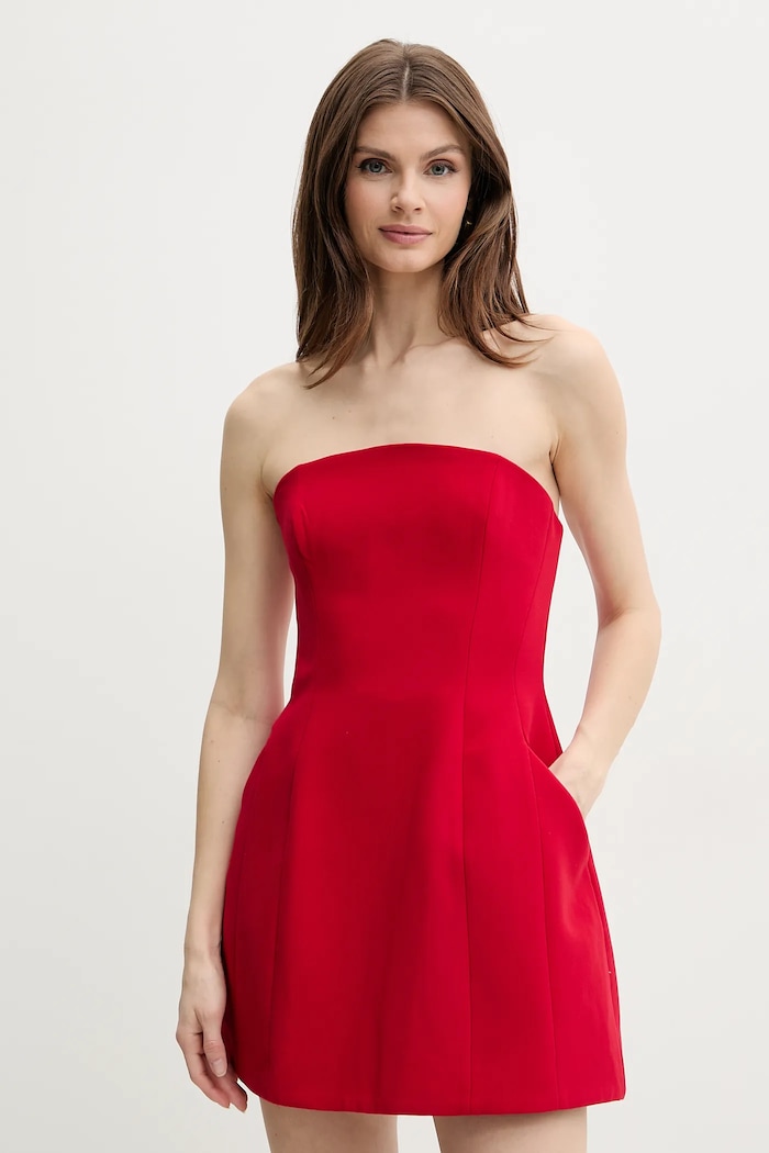Bardot rochie evazată KAROLINE mini rosu 59333DB