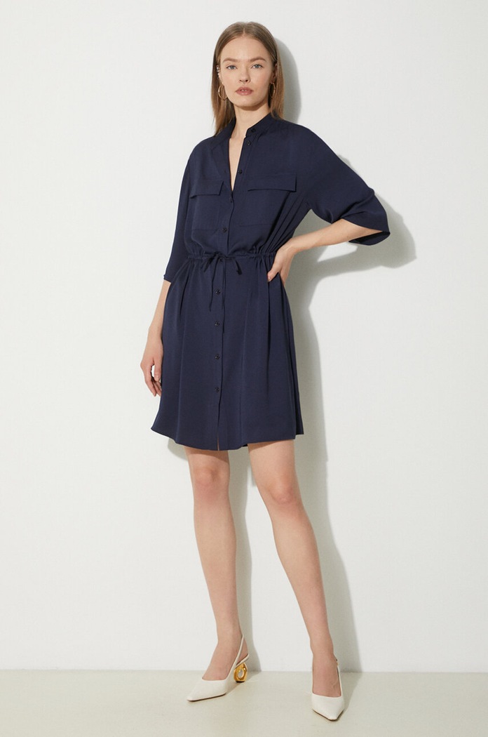 Φόρεμα Maison Kitsuné Double Pocket MW01607WF0022 σκούρο μπλε SS24