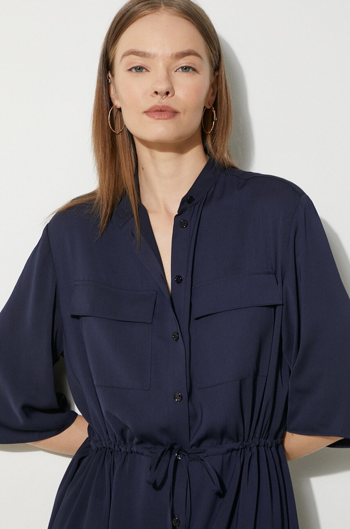 Φόρεμα Maison Kitsuné Double Pocket MW01607WF0022 σκούρο μπλε