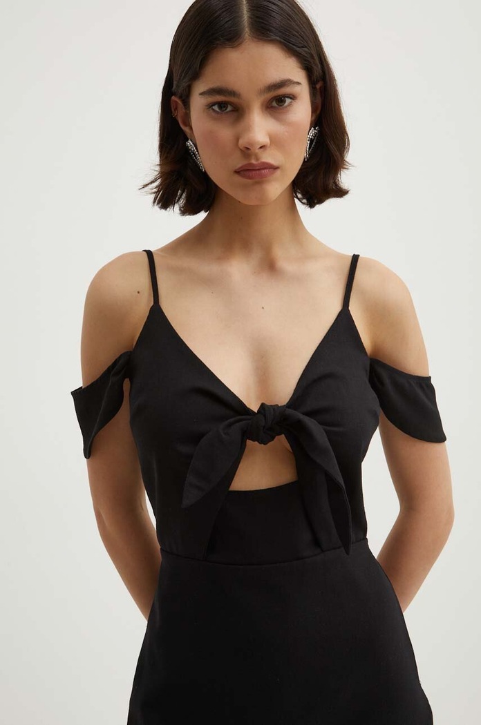 Ленена рокля Never Fully Dressed Cassie Dress NFDDR1420 черен SS24