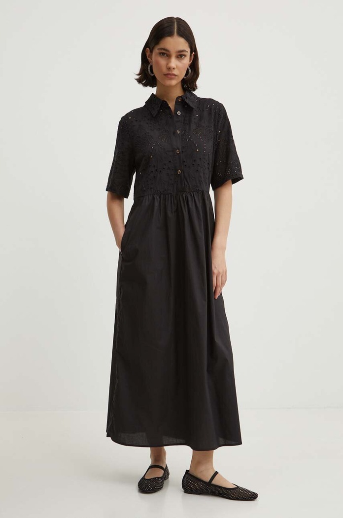 Bavlněné šaty Never Fully Dressed Hayley Dress midi černá NFDDR1296