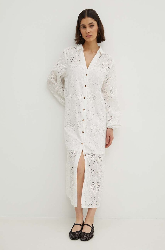 Bavlnené šaty Never Fully Dressed Jenna Shirt dress biela NFDDR1349
