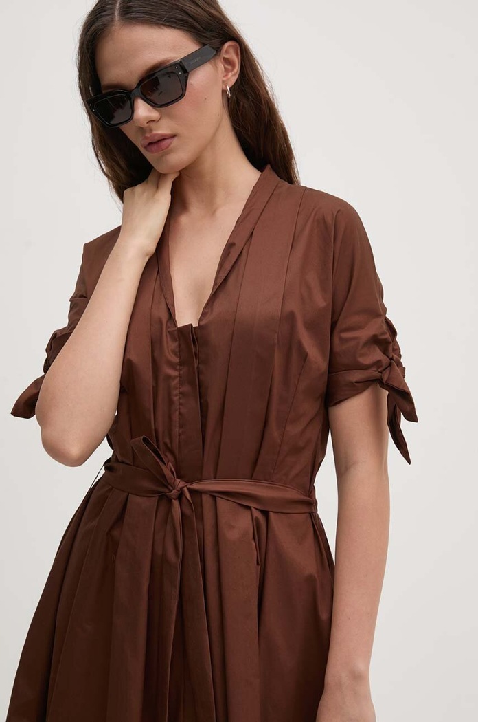 Sandro Ferrone rochie din bumbac maro SFS31XBDSAVONAROLA
