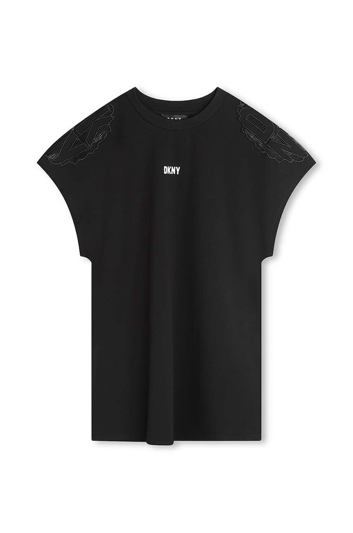 Παιδικό φόρεμα DKNY στάμπα μαύρο D60101.114.150