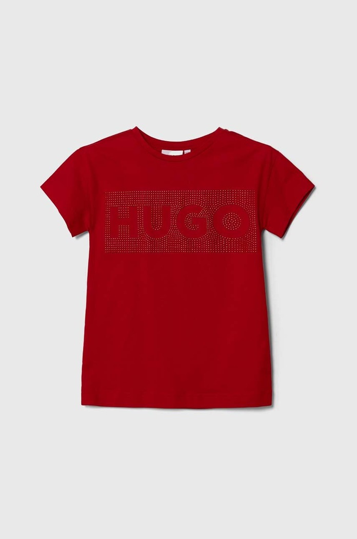 Dětské bavlněné šaty HUGO mini červená G00084.102.108