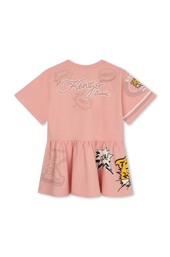Dievčenské bavlnené šaty Kenzo Kids K60207. ružová SS24