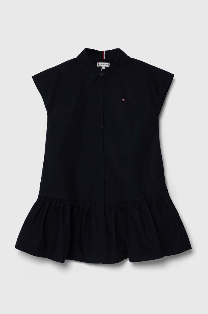 Otroška bombažna obleka Tommy Hilfiger Mini mornarsko modra KG0KG07788.128.176.PPYH