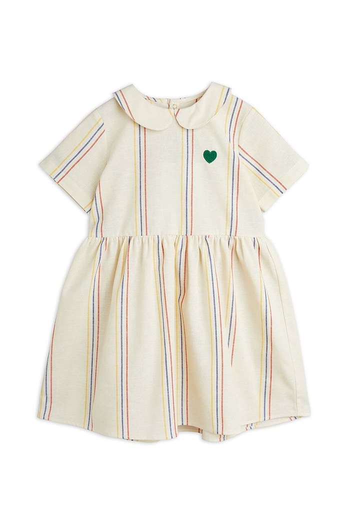 Mini Rodini sukienka z domieszką lnu dziecięca 2425010011 biały SS24