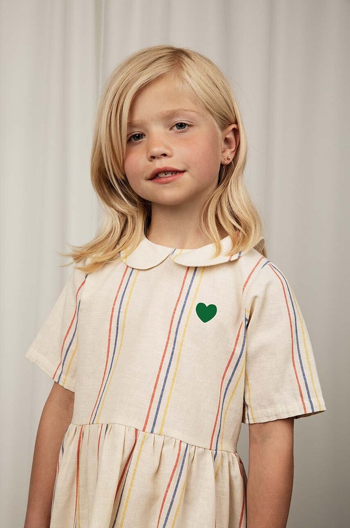 Mini Rodini sukienka z domieszką lnu dziecięca 2425010011 biały
