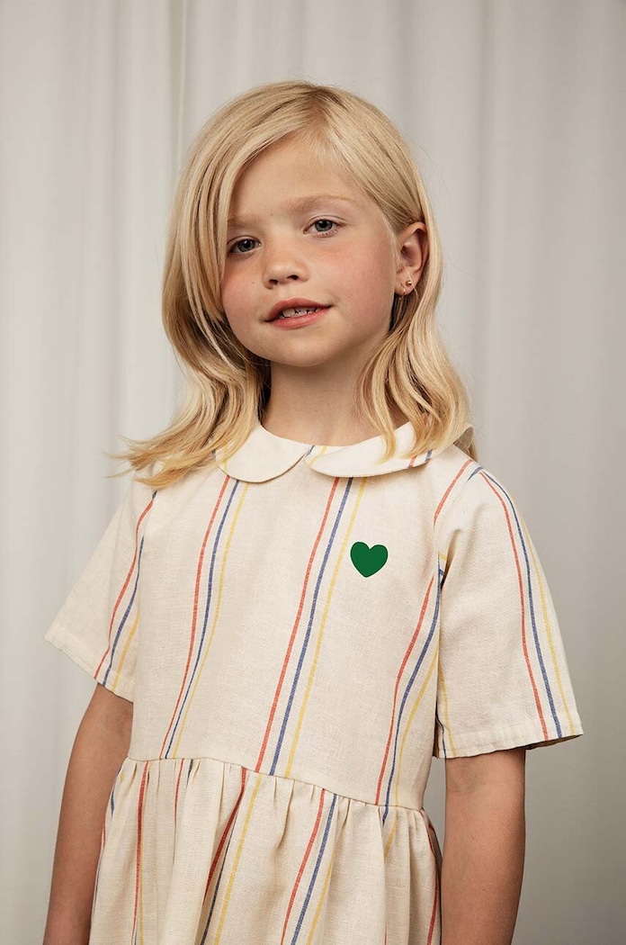 Mini Rodini sukienka z domieszką lnu dziecięca 2425010011 biały