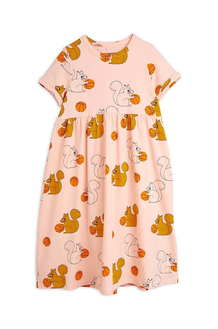 Mini Rodini sukienka dziecięca Squirrels wzorzyste różowy 2425012728