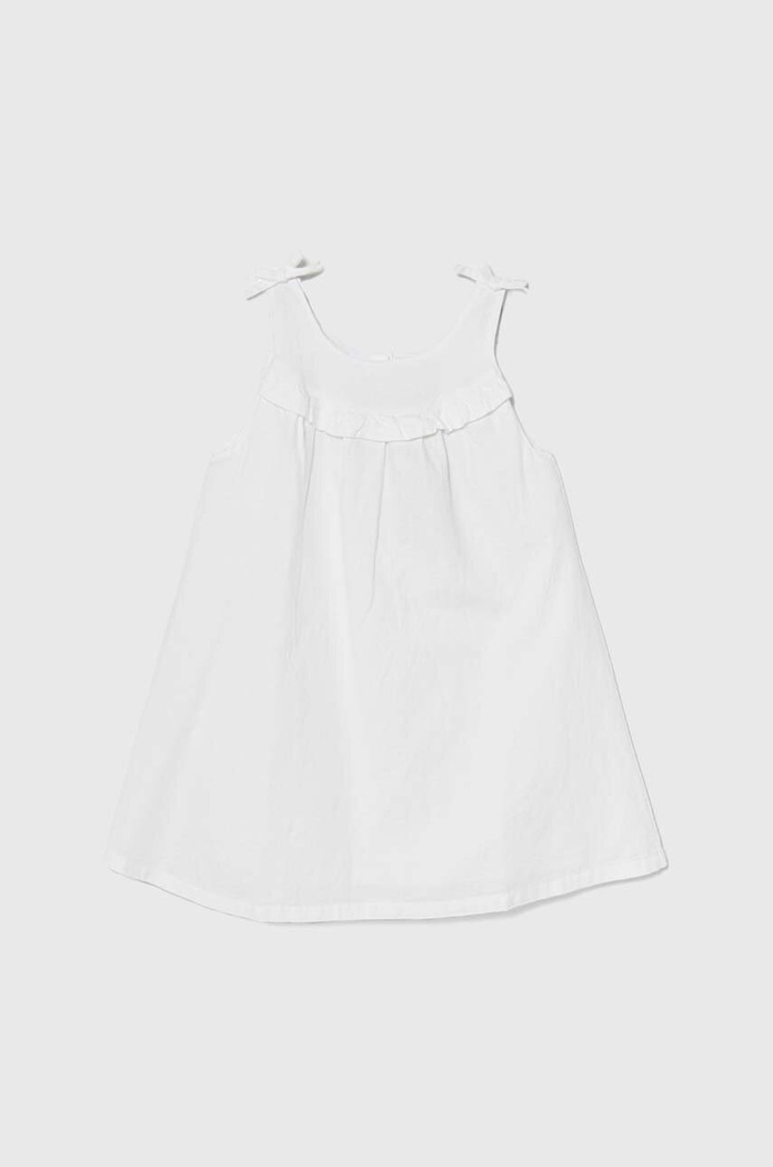 Dievčenské ľanové šaty United Colors of Benetton s prímesou ľanu biela 4BE7GV01C.P.Seasonal