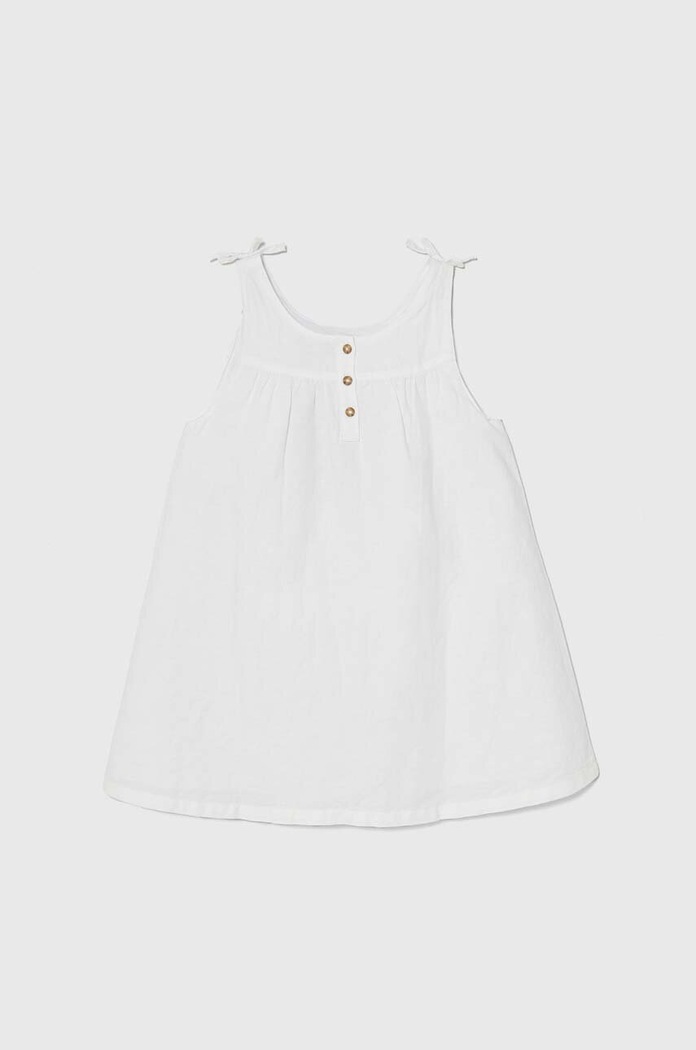 Dievčenské ľanové šaty United Colors of Benetton 4BE7GV01C.P.Seasonal biela SS24