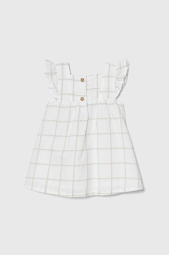 Ľanové šaty pre bábätká United Colors of Benetton 4YP7AV00G.W.Seasonal biela SS24
