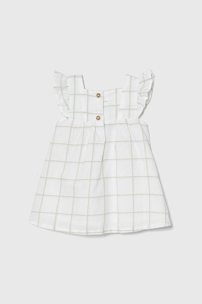 Ľanové šaty pre bábätká United Colors of Benetton 4YP7AV00G.W.Seasonal biela SS24