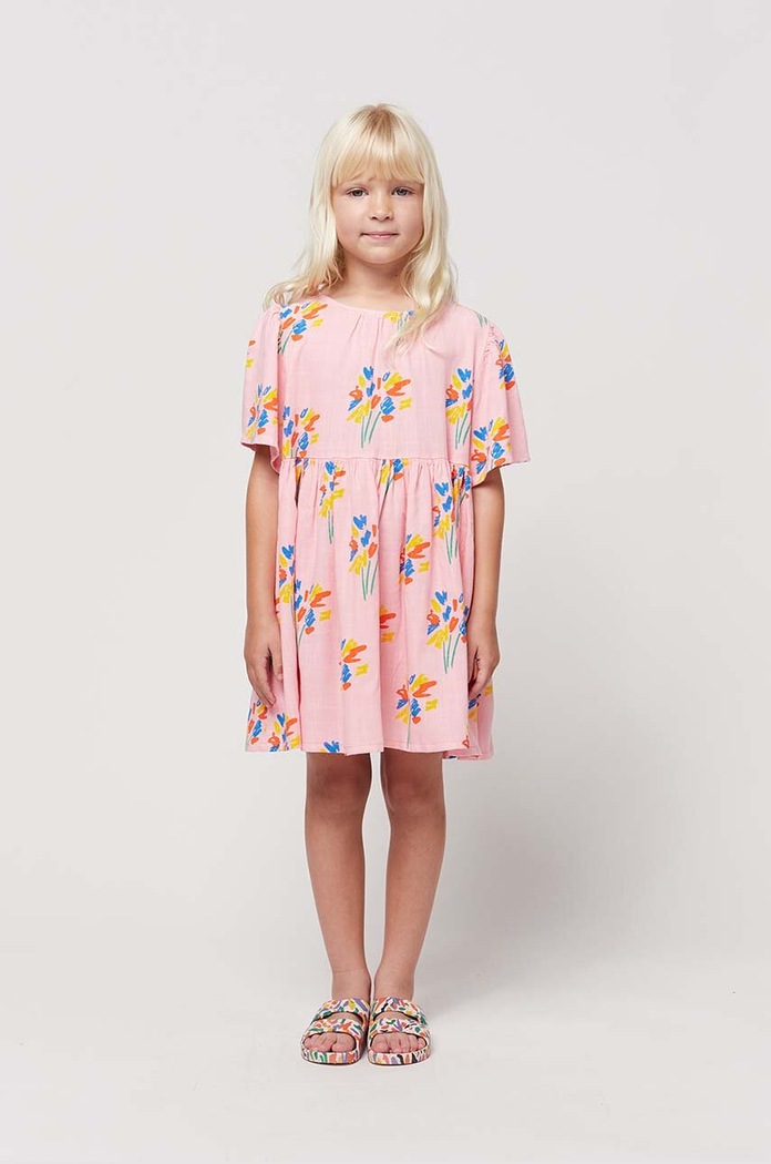Bobo Choses rochie cu amestec de in pentru copii mini roz 124AC132