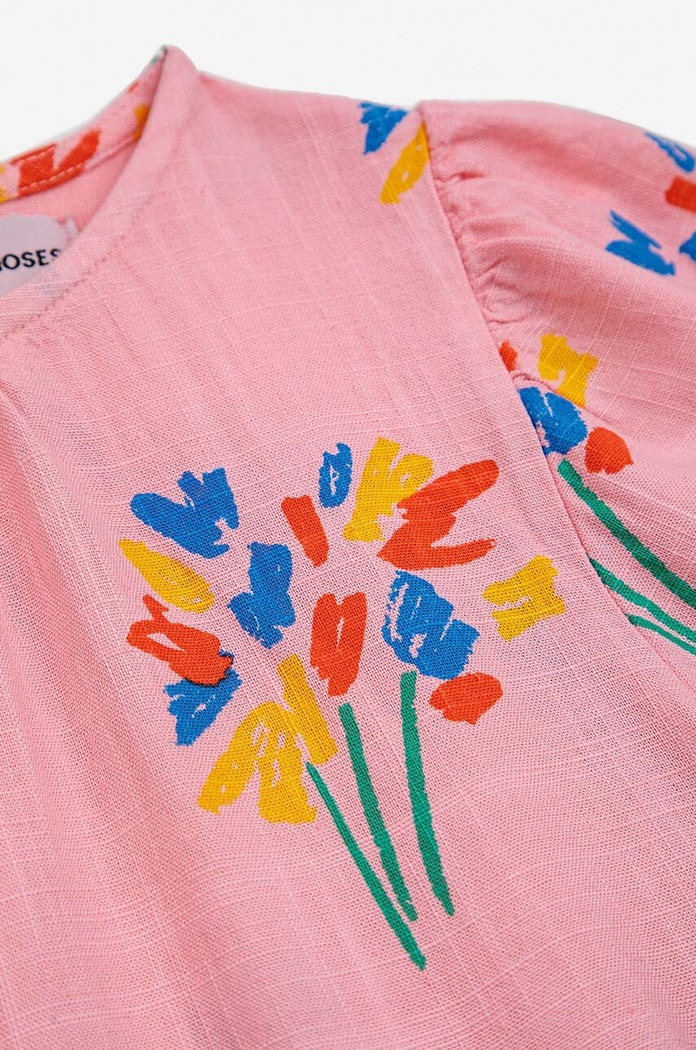 Bobo Choses rochie cu amestec de in pentru copii roz 124AC132