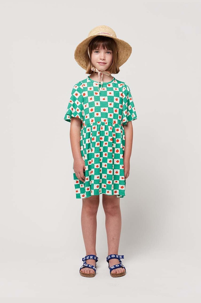 Bobo Choses rochie din bumbac pentru copii mini verde 124AC127