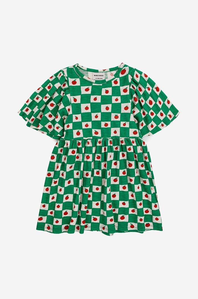 Bobo Choses rochie din bumbac pentru copii 124AC127 verde SS24