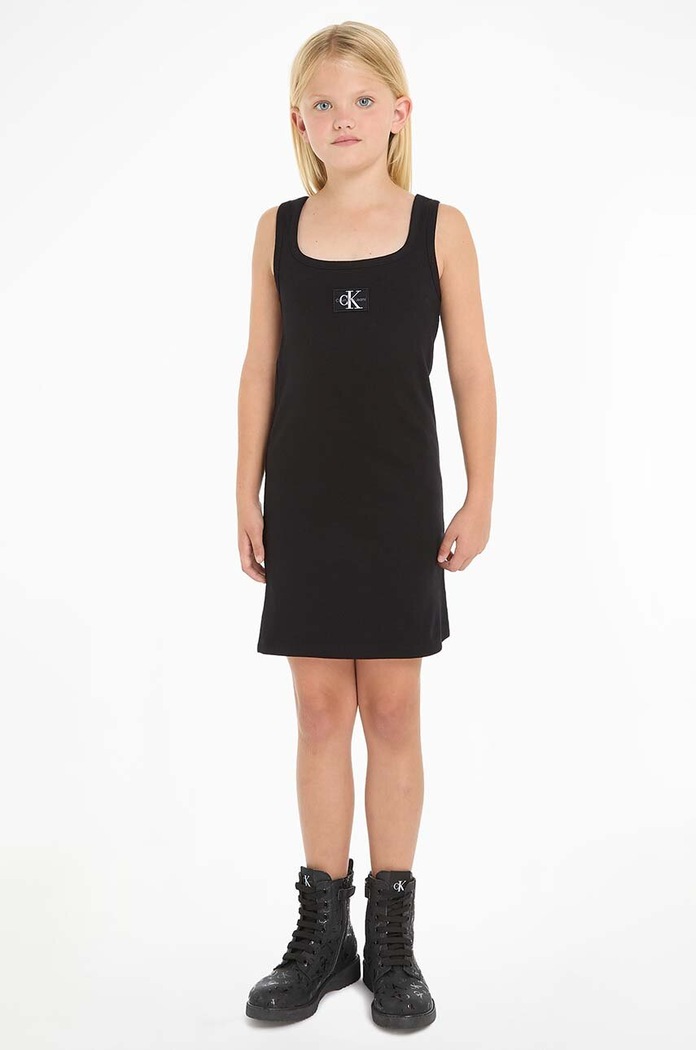 Παιδικό φόρεμα Calvin Klein Jeans με ελαστάν μαύρο IG0IG02471.PPYH