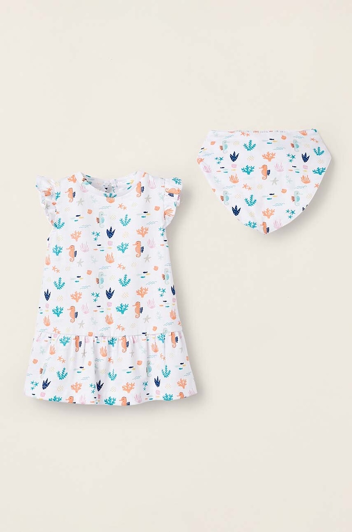 Zippy Rochie din bumbac pentru bebeluși alb 3105960301