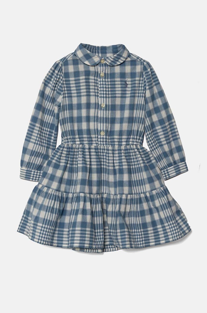 Detské bavlnené šaty Polo Ralph Lauren káro modrá 310940806001