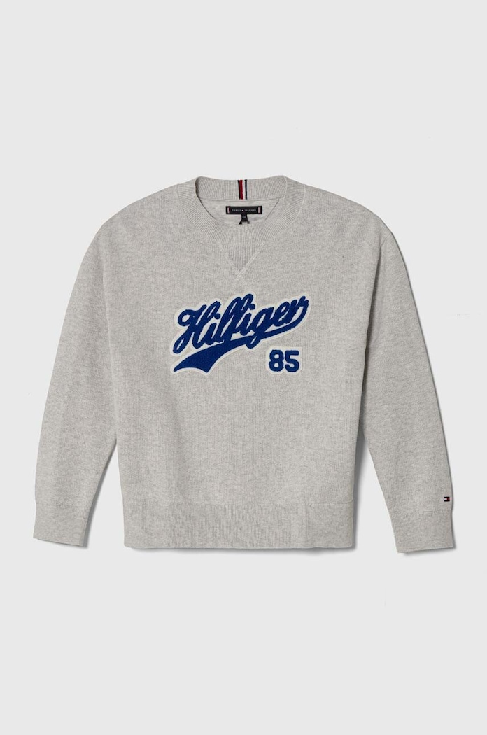 Tommy Hilfiger sweter bawełniany dziecięcy aplikacja szary KB0KB08724.PPYH