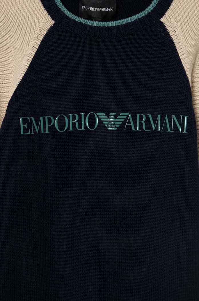 Chlapec Detský bavlnený sveter Emporio Armani 3D4M54.4MHIZ tmavomodrá
