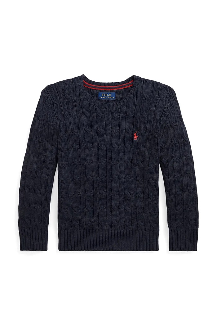 Detský bavlnený sveter Polo Ralph Lauren 322702674060 tmavomodrá AW24