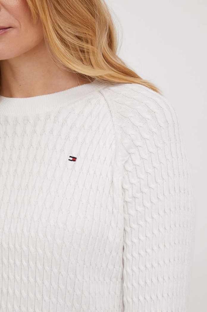 Βαμβακερό πουλόβερ Tommy Hilfiger WW0WW41142 λευκό