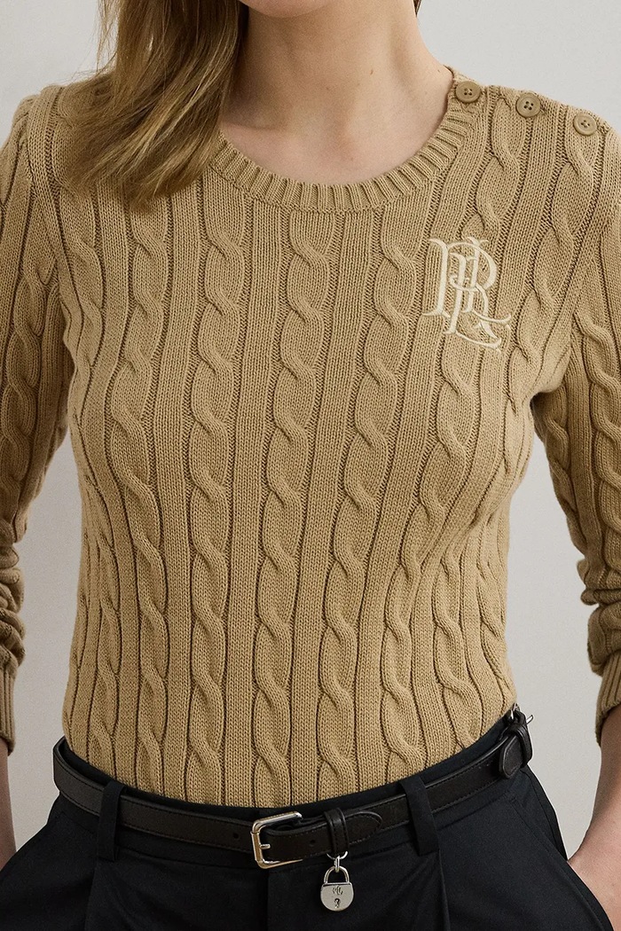 Бавовняний светр Lauren Ralph Lauren бежевий 200932223