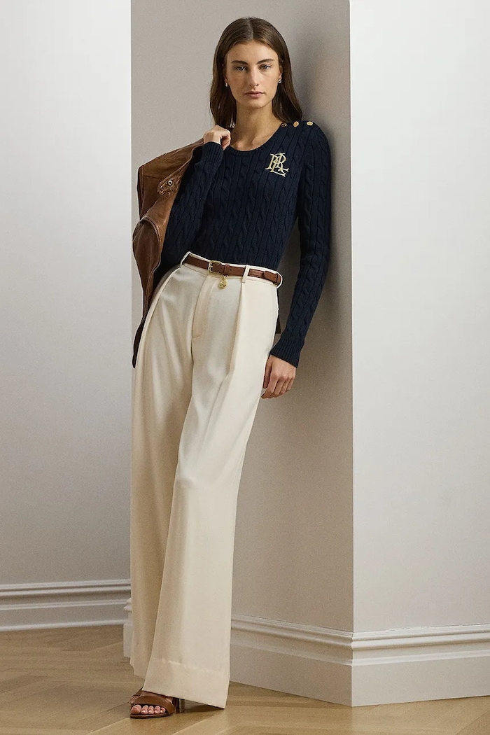 Одежда Хлопковый свитер Lauren Ralph Lauren 200932223 тёмно-синий